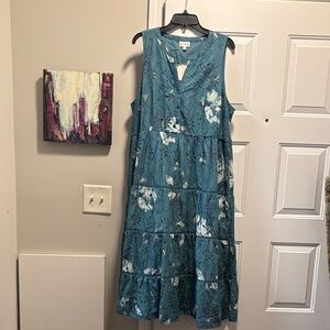 Wonderly Teal Floral Maxi Dress